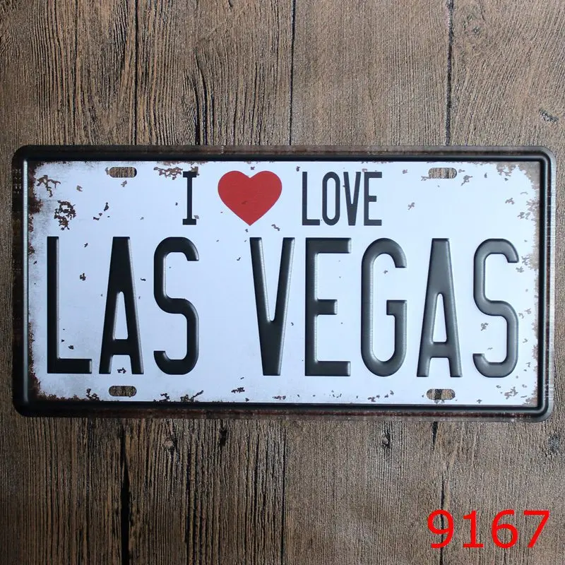 

I LOVE LAS VEGAS license plate Art Vintage Souvenir Poster Pub Gift Iron Painting Metal bedroom Decor 30X15CM