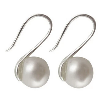 

free shipping 13376 1pair New Fashion Women Natural Freshwater Pearl Silver Drop Earrings