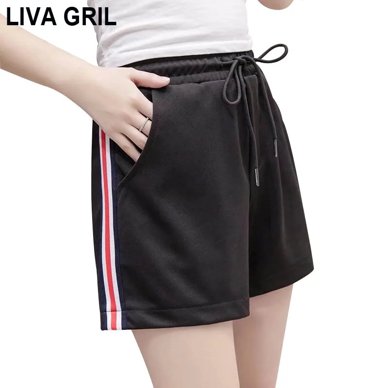 LIVA GRIL casual sports shorts female summer wide leg large fat mm running high waist thin section hot pants loose home pajamas LIVA GRIL casual sports shorts female summer wide leg large fat mm running high waist thin section hot pants loose home pajamas