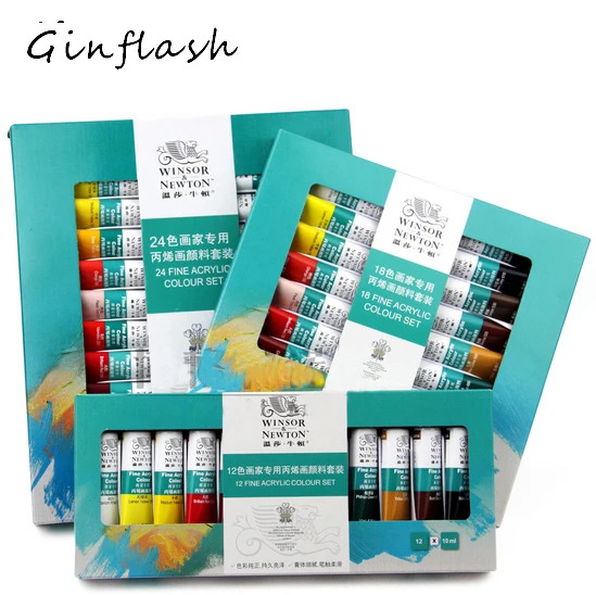 

10ML 12colors/set WINSOR & NEWTON Acrylic Paints set Hand-painted wall painting textile paint colored Art Supplies AOA020