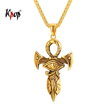 

Kpop Eye of Horus Pendant Necklace Afircan Egyptian God Jewelry Stainless Steel Lucky Preotection Ra Eye Necklace for Men P3319