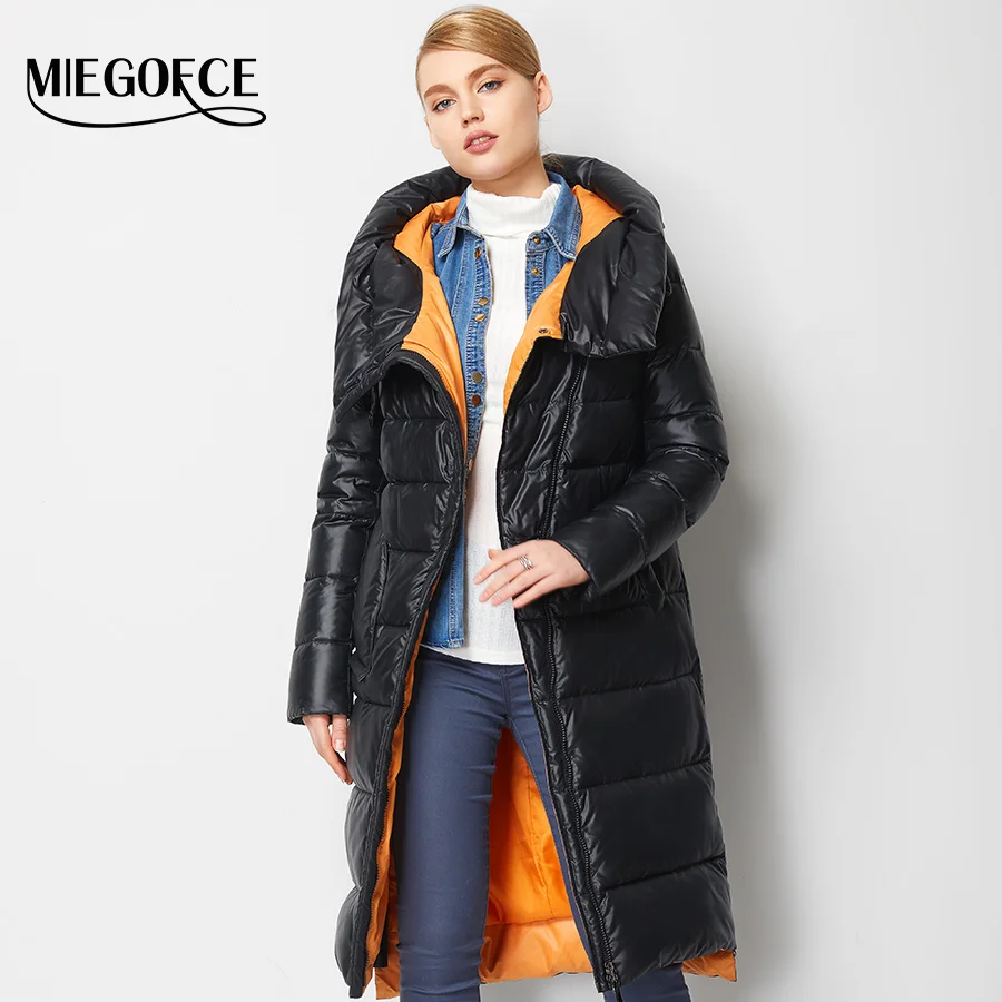 Beste Miegofce 2019 Modieuze Jas Jas Vrouwen Hooded Warm Parka Bio Pluis Parka Jas Hight Kwaliteit Vrouwelijke Nieuwe Winter Collectie