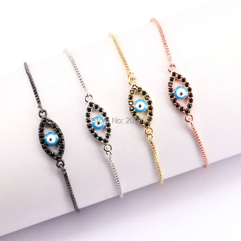 Мода 10 шт. смешивания Цвет Micro Pave CZ глаз разъем браслет для Для женщин