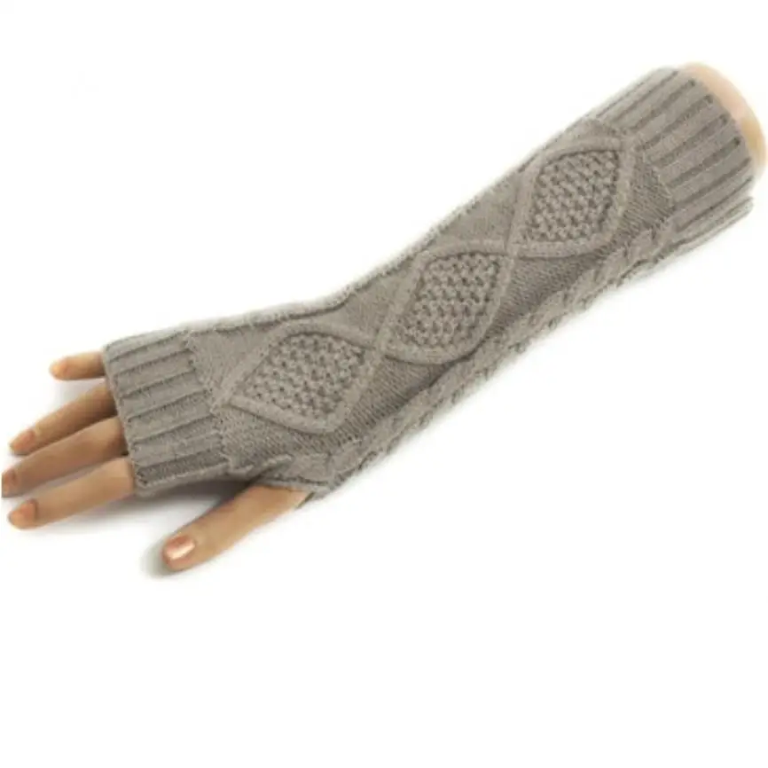 Download Newly Design Women Fashion Long Fingerless Knitted Gloves Twist Pattern Winter Mittens Hot Sale ...