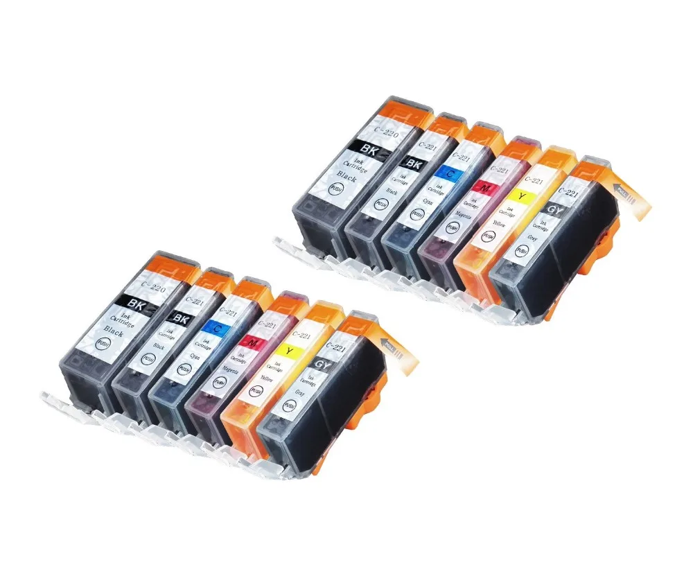 10 PCS Ink Cartridges for Canon PGI 220 CLI 221 Compatible for Canon PIXMA MX860, MP540, MP550