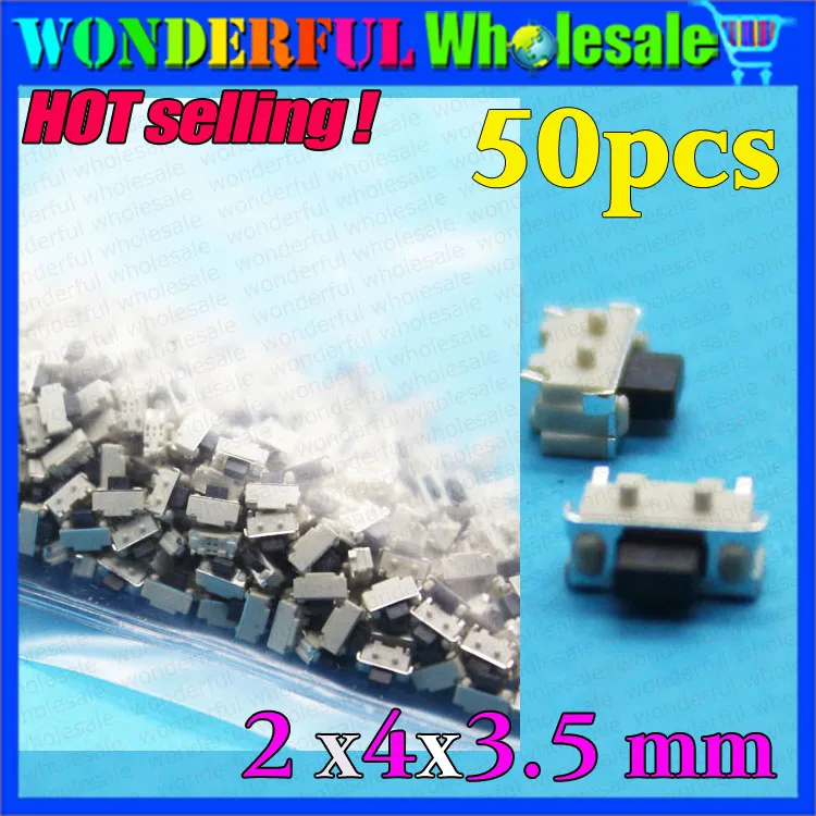 50 шт 2x4x3,5 мм 2*4*3,5 мм, сенсорный переключатель SMD MP3 MP4 MP5 планшетный ПК Кнопка питания