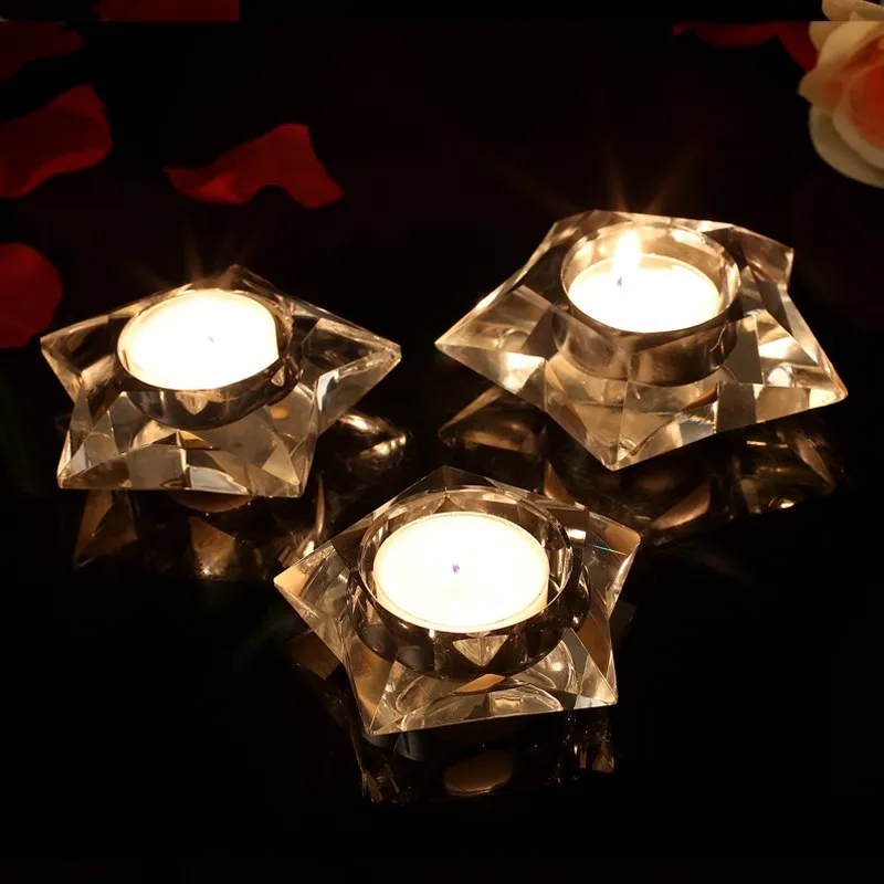 House Crystal Glass Candle Holders Star Shaped tealight Holder moroccan