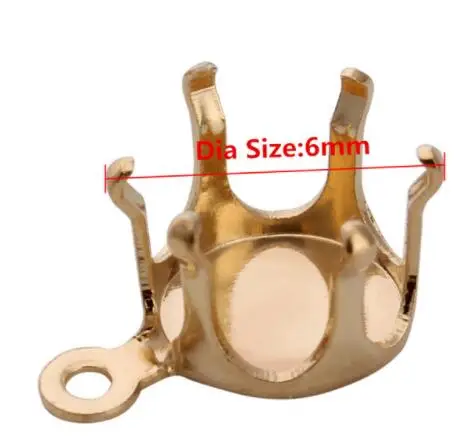 100 шт./лот, медная Золотая заготовка серебряного цвета, застежка-коготь, 5, 6, 8, 10, 12 мм, бусины из горного хрусталя, самодельные подвески - Цвет: 6 mm