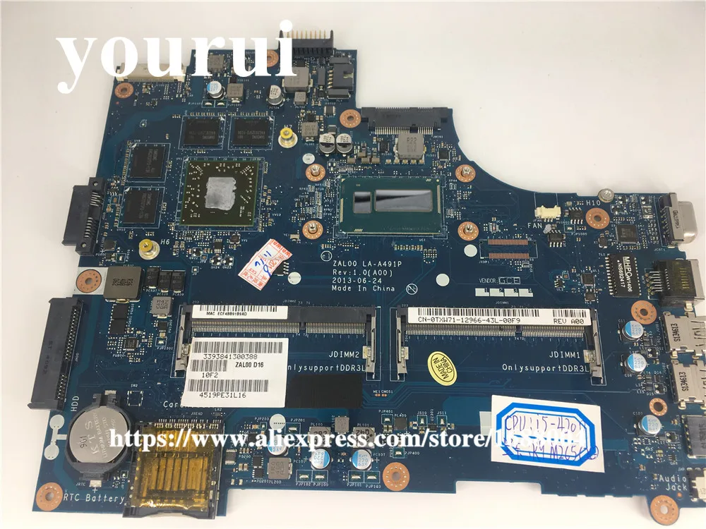Материнская плата ZAL00 LA-A491P 0TXW71 для Dell Latitude 3540 материнская ноутбука SR170 i5-4200U