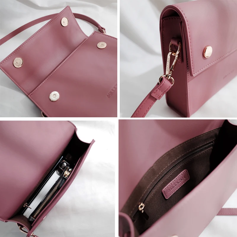 MICOCAH Fashion flap bags ladies PU Leather Crossbody Bags For Women Famous Brand Designer Bag Pink/ Brown/ Black MSD192