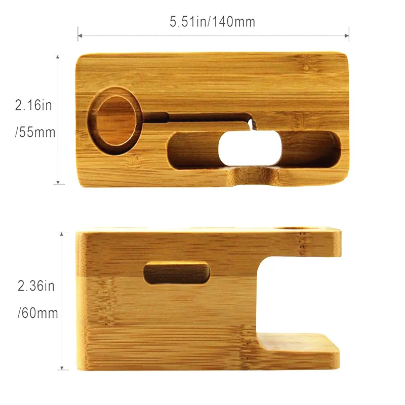 Bamboo Phone Holder Stand cellphone charger holder Cell Phone Holder Charger Dock With Watch Holder Desk Charging Station Stand For Apple Watch For iPhone Bracket (5)