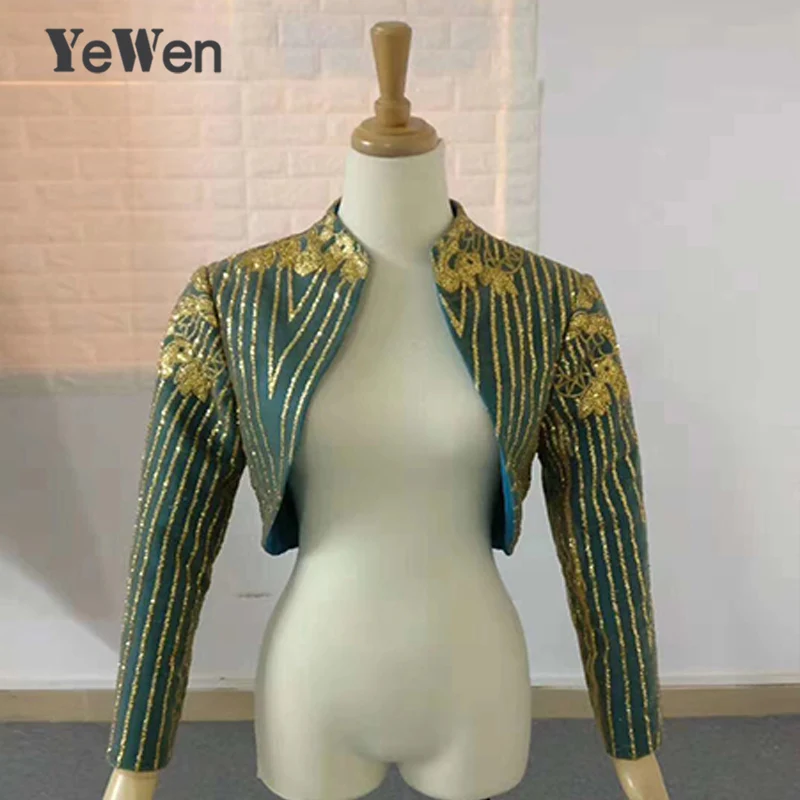 Satin Gold Lace Bling Wedding Accessories Bridal Wraps Elegant Wedding