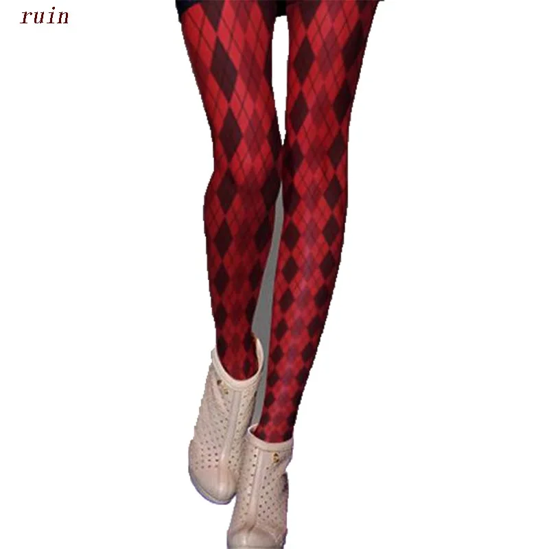 

RUIN original women 's tights Red plaid Print Pantyhose female girl tights