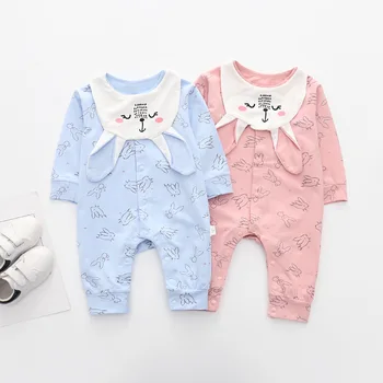 

Unisex Baby Boys Girls Spring Autumn Rompers Infant Newborns Long Sleeve Cartoon Rabbit Pure Cotton Jumpsuits Babies Clothes