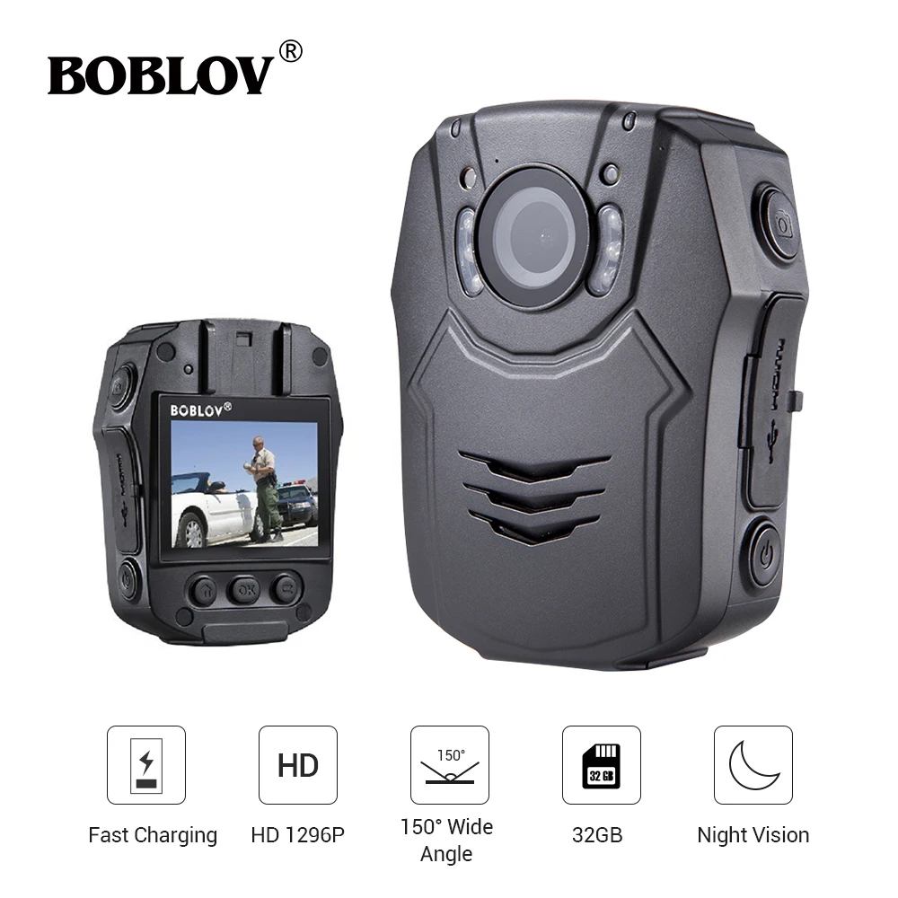 Новая BOBLOV 32 ГБ/64 Гб HD 1296P камера Novatek 96658 полицейская безопасность ИК Ночное