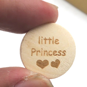 

100pcs little princess wood bead slice disc natural round flat for jewerly smooth 20mm engrave burnt letter WHOLESALE EA413
