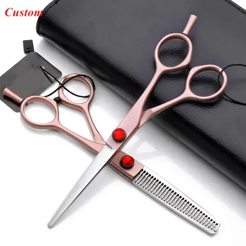 

Custom name professional japan steel 6 inch Rose hair scissors cutting makas barber salon thinning shears hairdressing scissors