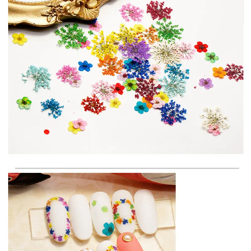 1 коробка сушеные цветы Лист УФ Смола украшения натуральный цветочный стикер 3D сухая красота наклейки для ногтей эпоксидная форма DIY заполнение ювелирных изделий