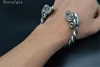 Trendy Handmade Customize Viking Wolf Wild Boar Bracelet For Men Cuff Tibetan Silver Odin Raven Opening Bangle Bracelets Jewelry 3