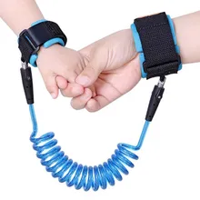 Синие ПУ& нержавеющей стали сжатие ремни безопасности для малышей ребенок безопасный соединитель на запястье анти-потерянный детский поводок на руку регулируемый