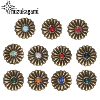 

20mm 4pcs/lot Zinc Alloy Metal Bronze CONCHO Small Daisy Flowers Charms For DIY Jewelry Accessories Findings