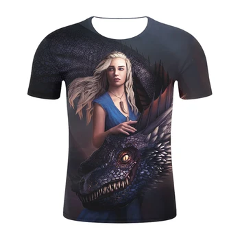 2019 Spring Autumn Game of Thrones figure cosplay costume tshirt tee shirts Loose Fit Casual Men Coat Brand-Clothing 3d t-shirt