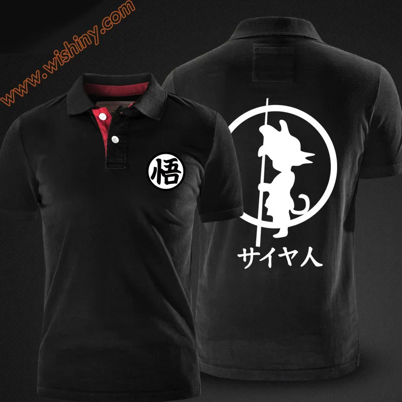 

Dragon Ball Kakarotto Polo Shirts Men Short Sleeve DBZ Son Goku Character Tops DB Summer Solid Black Red Grey Polo Cool