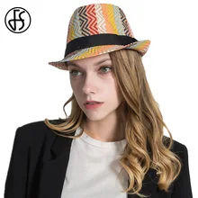 FS Горячая Мода дамы Цвет Полосатый Fedoras Шляпы для женщин Лето Sombreros классический панама джаз шляпа западный ковбой кепки s простой