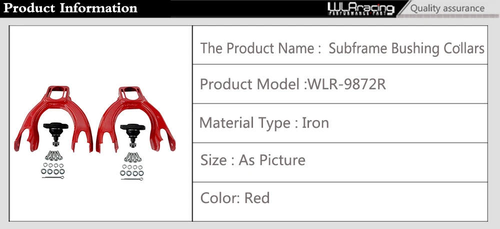 WLR гоночный-регулируемый(L& R) передний верхний рычаг управления Развал Комплект для 92-95 Civic 94-01 Integra Eg красный WLR9872