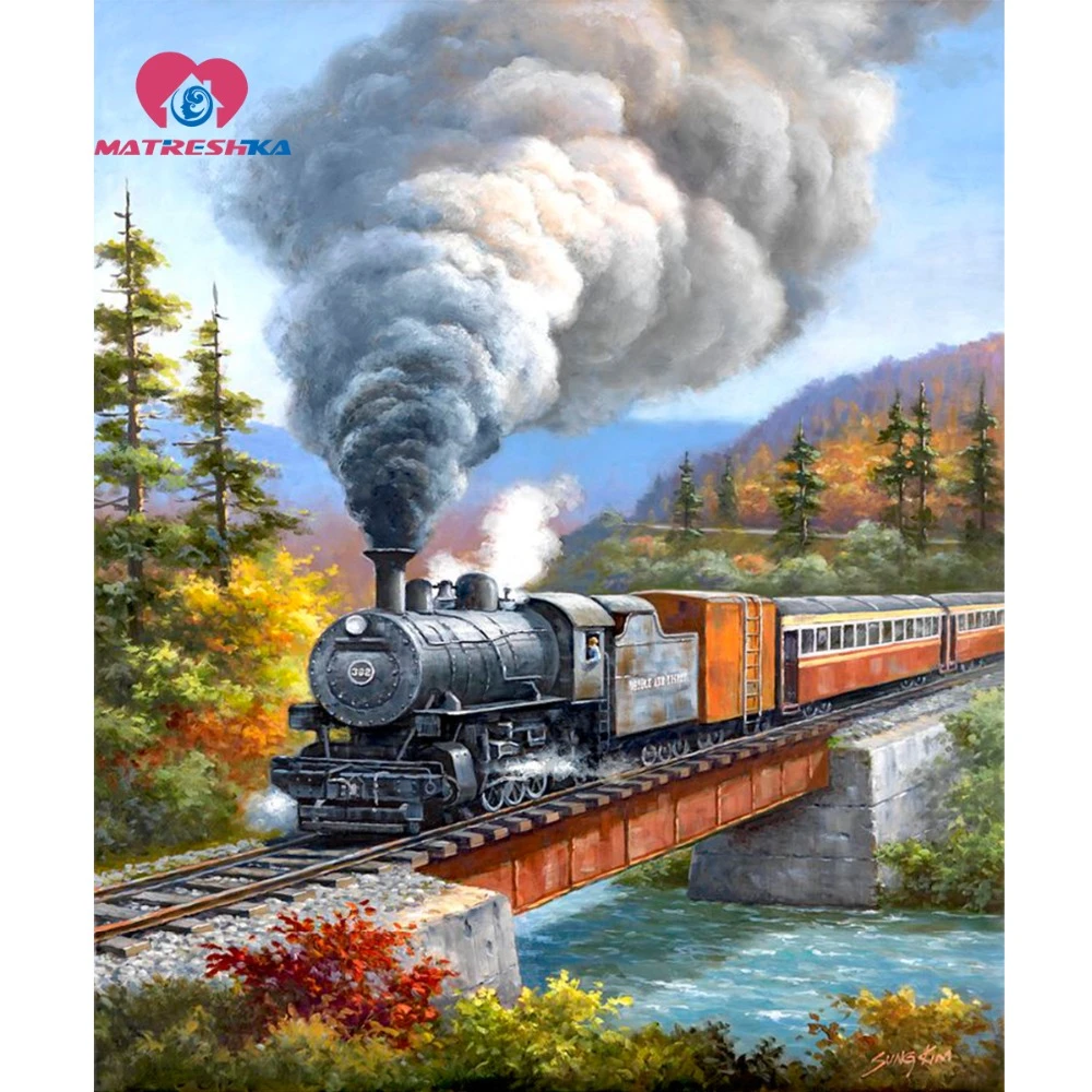 Bordir Berlian Lanskap Kereta Gambar Modular 5d Diy Lukisan Berlian Mosaik Gambar Kristal Gambar 3d Lukisan Kerajinan Diy Diamond Painting Mosaic 5d Diy5d Diy Diamond Painting Aliexpress