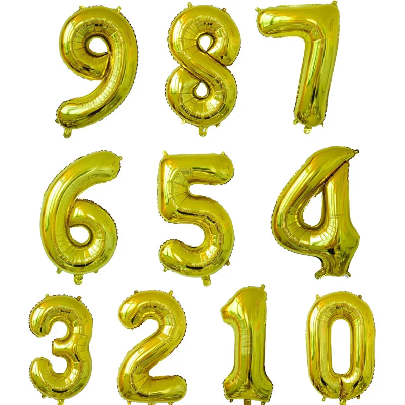 32 inch Gold Number Foil Balloon Digit Helium Ballons Wedding Birthday Decoration Air Kids Party Favor Supplies | Дом и сад