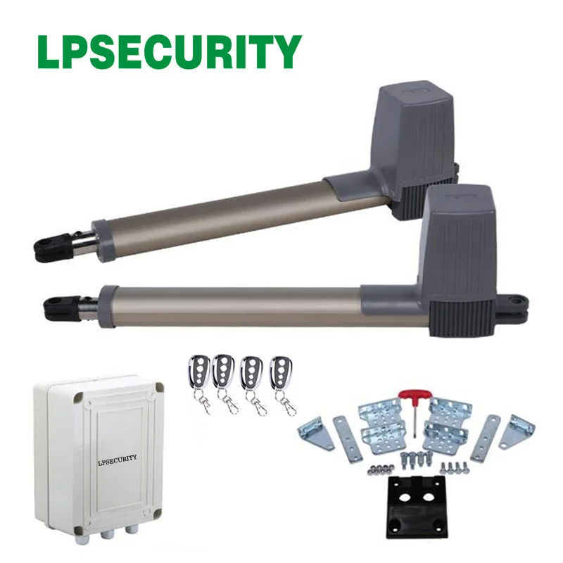 LPSECURITY intensive use 300kg automatic swing gate opener motor operator linear actuators with 4 remote controls LPSECURITY intensive use 300kg automatic swing gate opener motor operator linear actuators with 4 remote controls