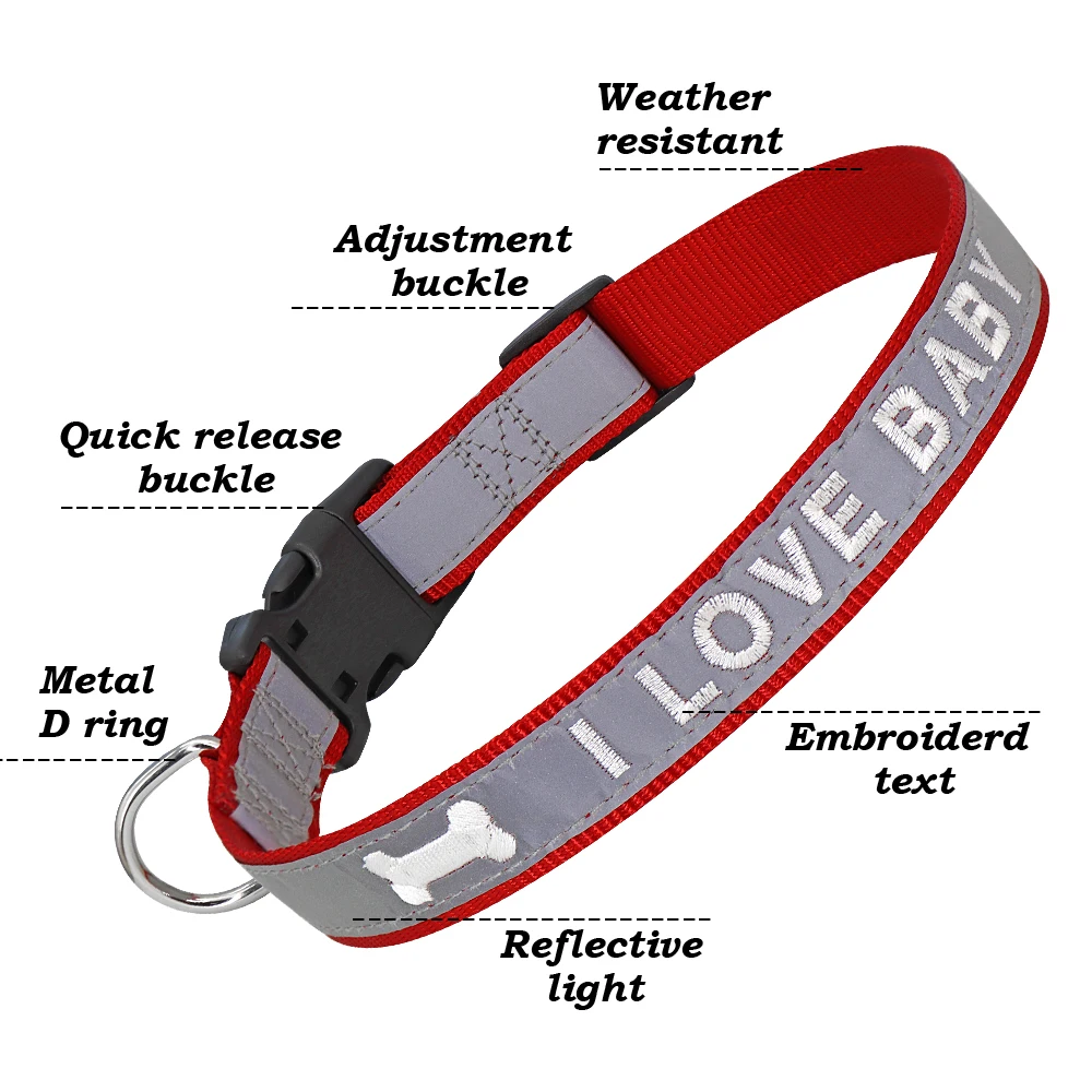 Персонализированные вышитые ошейник для собак, нейлоновые Собачьи Ошейники со светоотражающими ошейник с домашним животным имя, номер телефона для маленьких, средних и больших собак