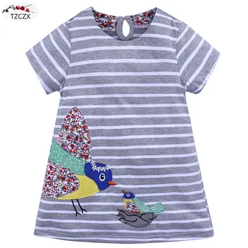 

TZCZX New Summer Children Baby Girls Dress Novelty Cartoon Printed Dress For 18 Month to 6 Years Old Kids Wear Clothes
