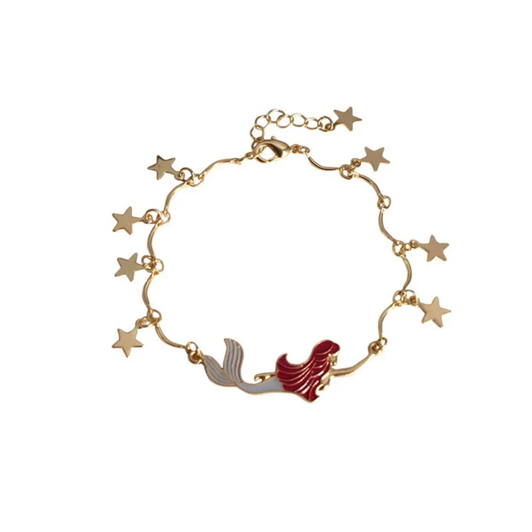 Taoup Золотая Звезда Русалочка браслет на день рождения вечерние украшения для девочек Babyshower Гавайские вечерние подарки в виде ракушки Подвески для свадьбы