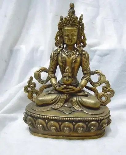 

free Old Chinese gild bronze carved Buddhism Amitayus buddha Sculpture statue fast