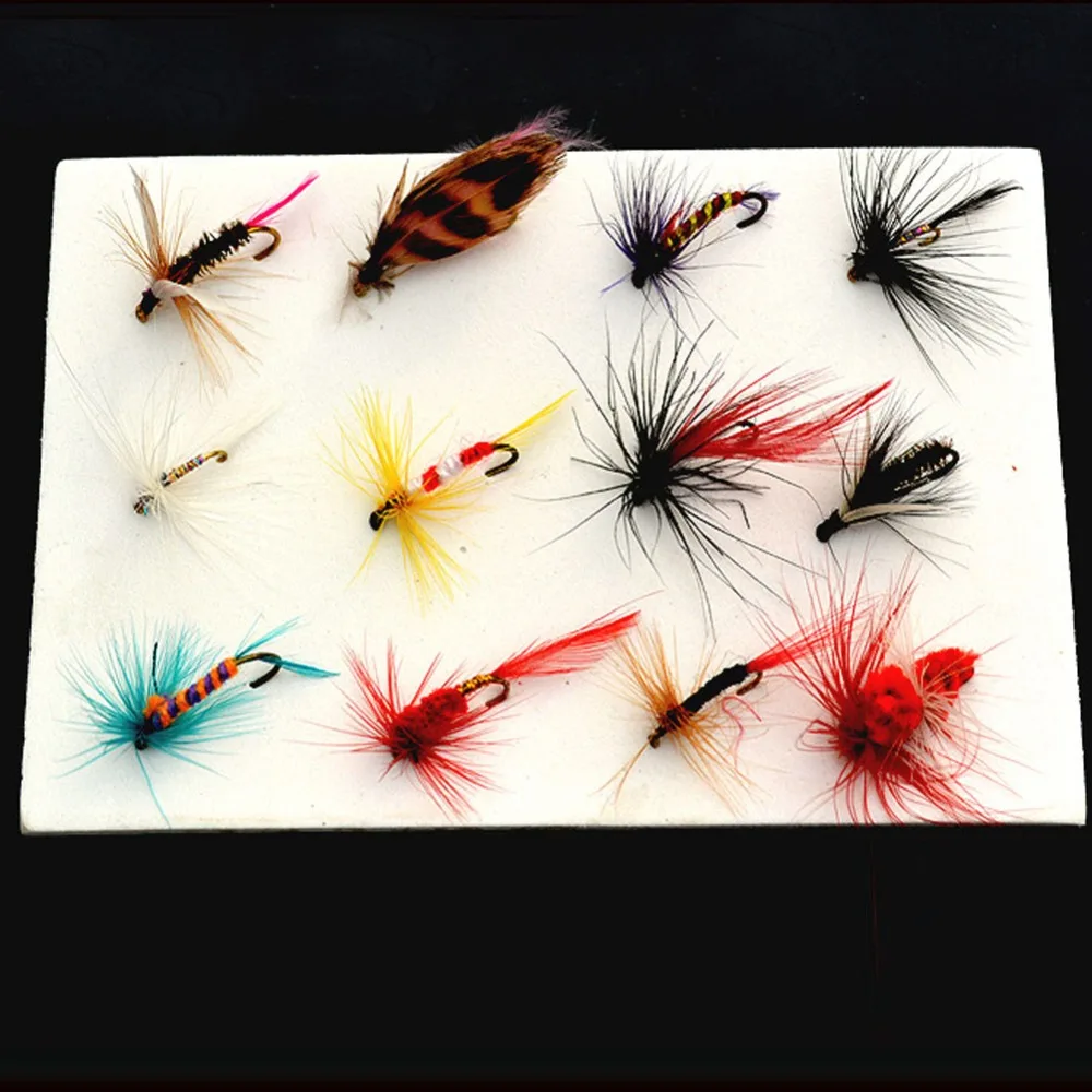 

12 Pieces /set Nymph Fly Trout Fly Fishing Baits Fly Fishing Lure Set Insect Style Artificial Bait With Feather Single Hook