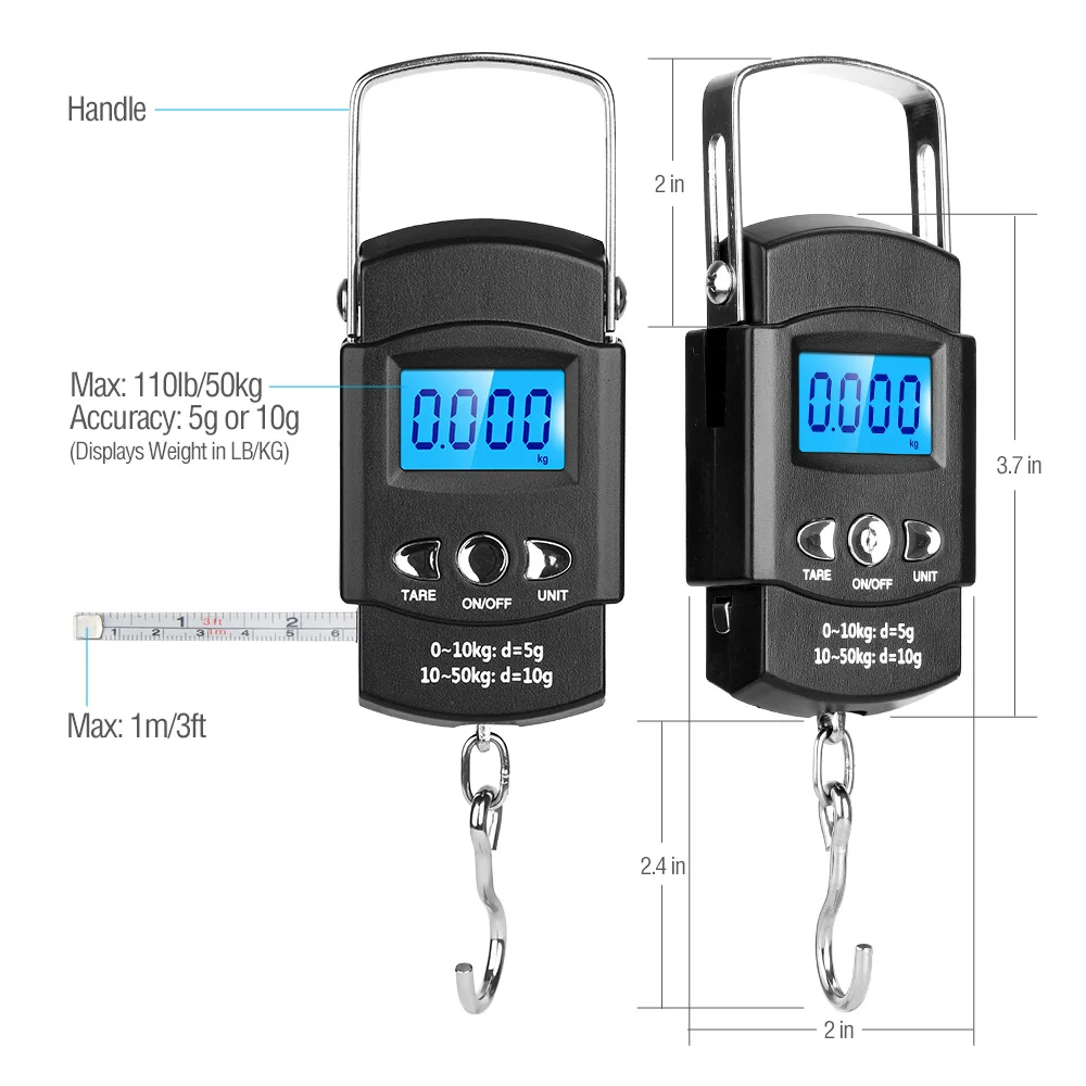 DONQL мини карманные цифровые рыболовные Весы 50 кг/10 г багажные дорожные весы Переносные электронные подвесные весы Steelyard
