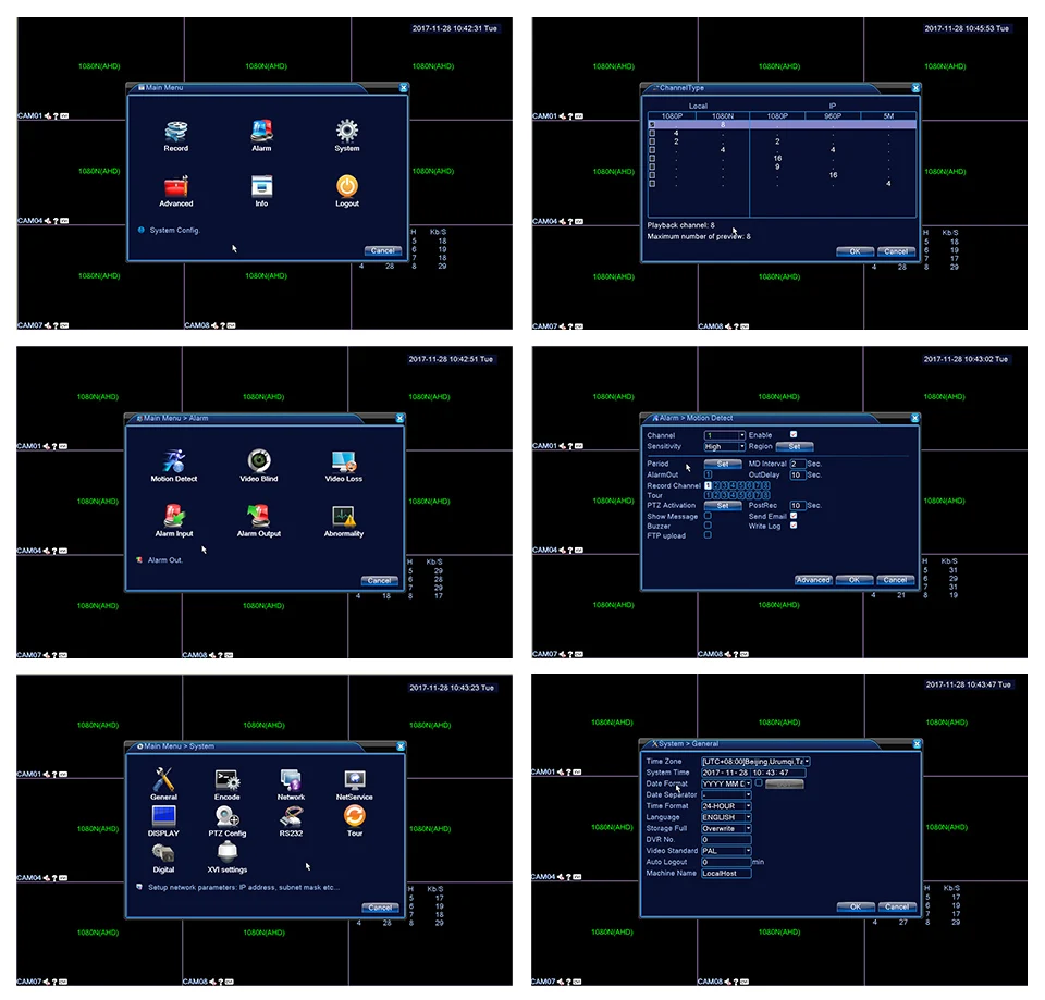 AHDM DVR 4-канальный 8-канальный AHDNH CCTV AHD DVR, цифровые гибридные видеорегистраторы/1080 P NVR 4in1 видео Регистраторы для аналоговая камера высокого разрешения Камера IP Камера аналоговые Камера