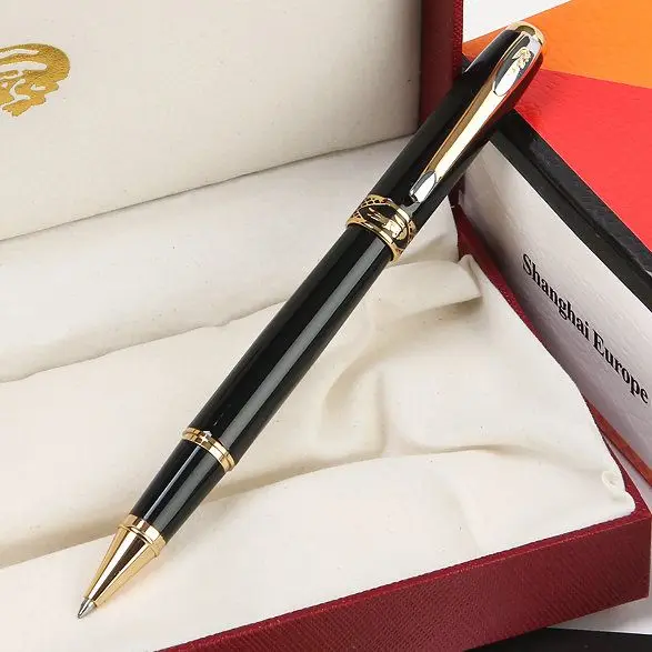 

Stationery office business Supplies Luxury Crocodile 320 black roller ball pens with gold logo elegant writing brand gift pens