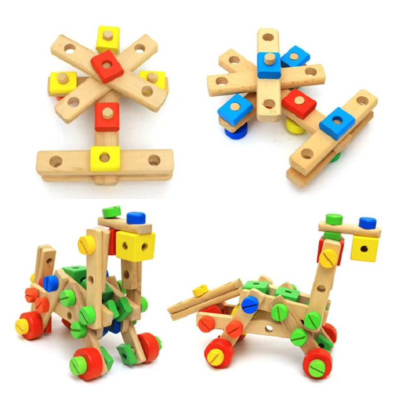 

Montessori Wooden nut puzzle For Kid Children's Early Educational Toys Aircraft Models Design Set Of Tools Gifts For Girls Boys