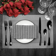 Lekoch 4PCS/Set Black Cutlery Set Stainless Steel Western Food Tableware Sets Fork Steak Knife Dinnerware Set Gifts for Mom