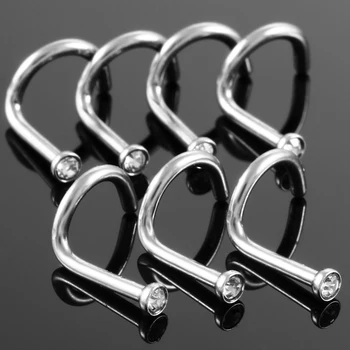

10pcs/lot Surgical Steel Crystal Gem S Shape Nose Screw Rings Piercing Nazir Nose Stud Cartilage Sexy Fashion Jewelry 18g&20g