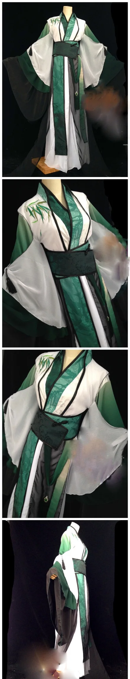 Plant Series Bamboo Personification Male Female Couple Lovers' Costume Hanfu Dark Green Cosplay Hanfu with Cloak Cos Qing Jiujiu