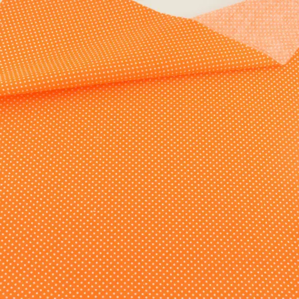 White Dot Design Orange Cotton Fabric Printed Patchwork Sewing Bed Sheet Crafts Dolls Clothes Fat Quarter Art Work Meter Fabric