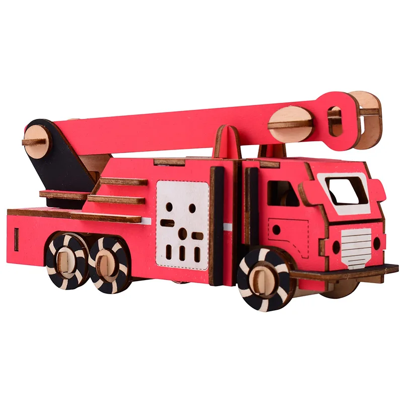 Пожарная машина деревянный набор для моделирования DIY 3D игрушки детей
