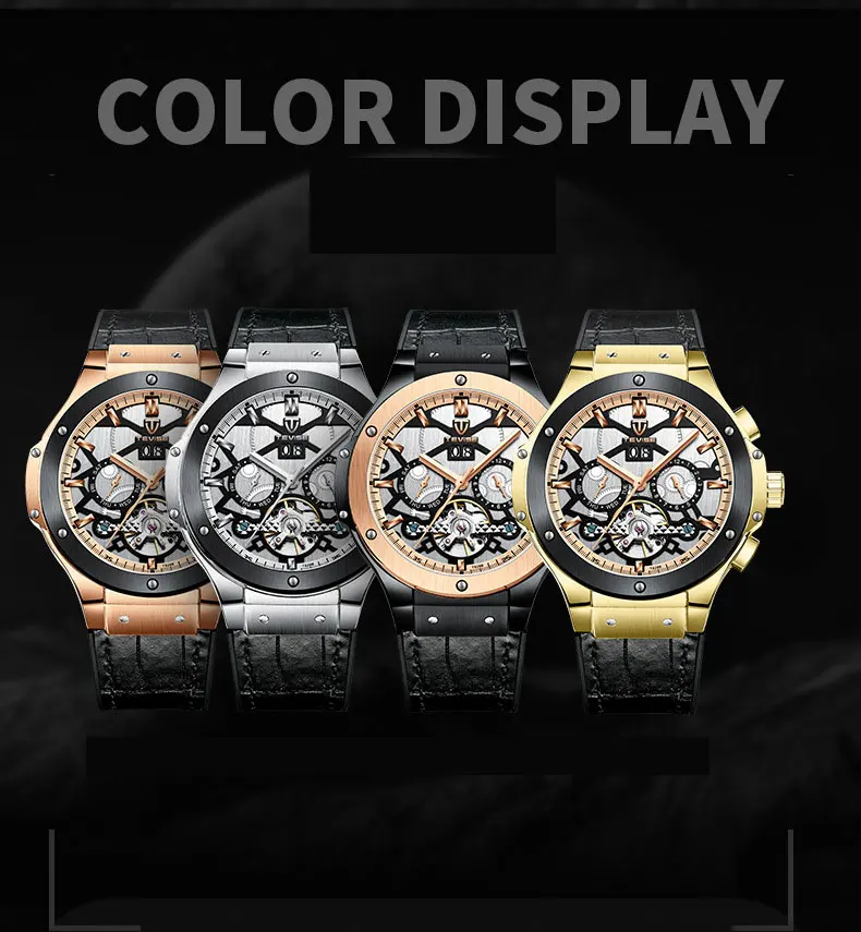 Tevise الرجال التلقائي ساعات آلية أعلى العلامة التجارية الفاخرة الرياضة الذاتي لف توربيون الذهب الرجال ووتش الذكور Relogio Masculino