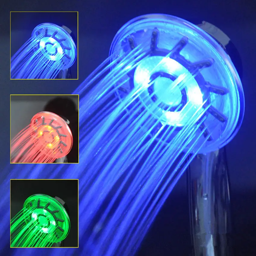 3 Colour LED Automatic Changing Bright Light Temperature Control Shower
