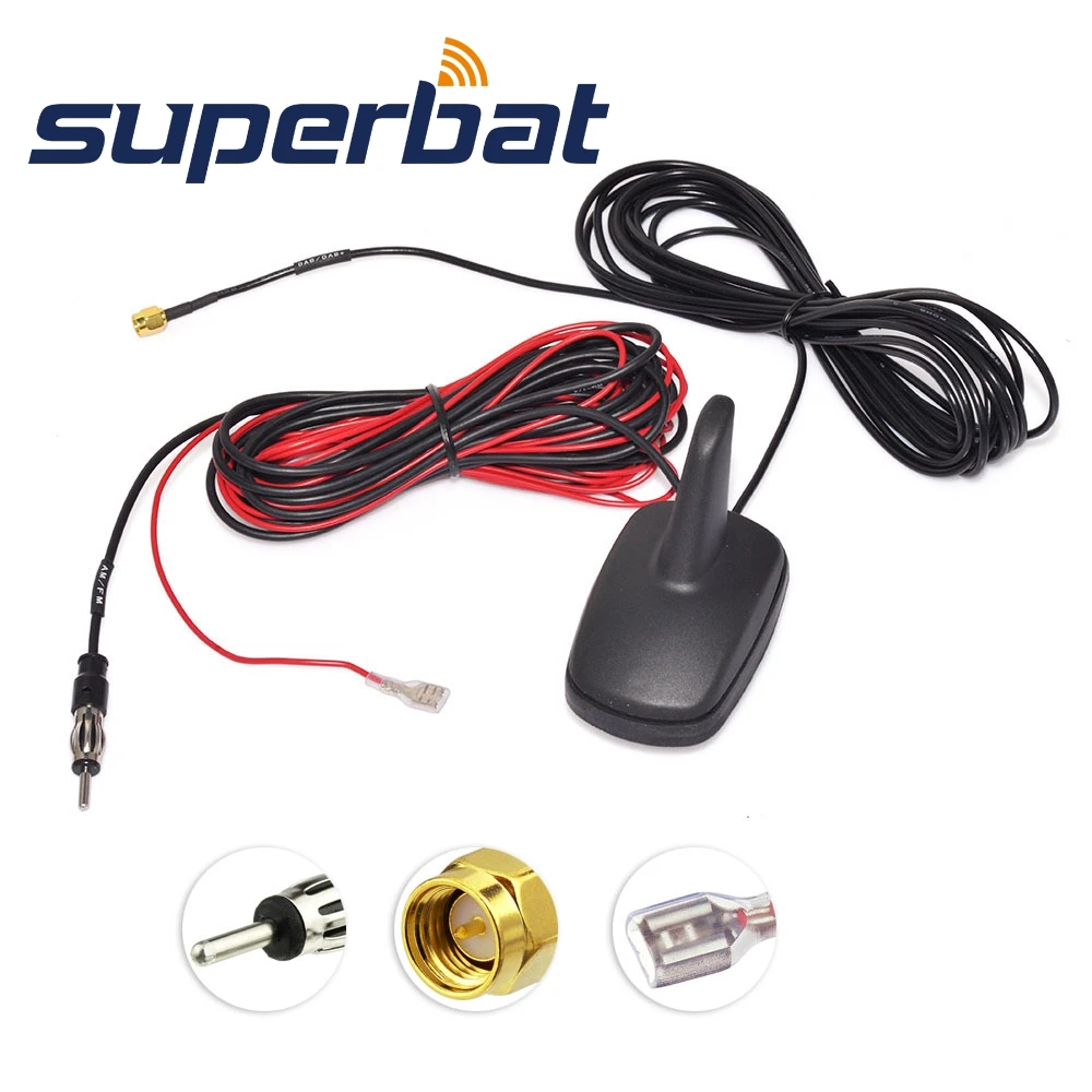 

Superbat DAB/DAB+/FM/AM Car Digital Radio Aerial Roof Mount Antenna with Amplified SMA Connector