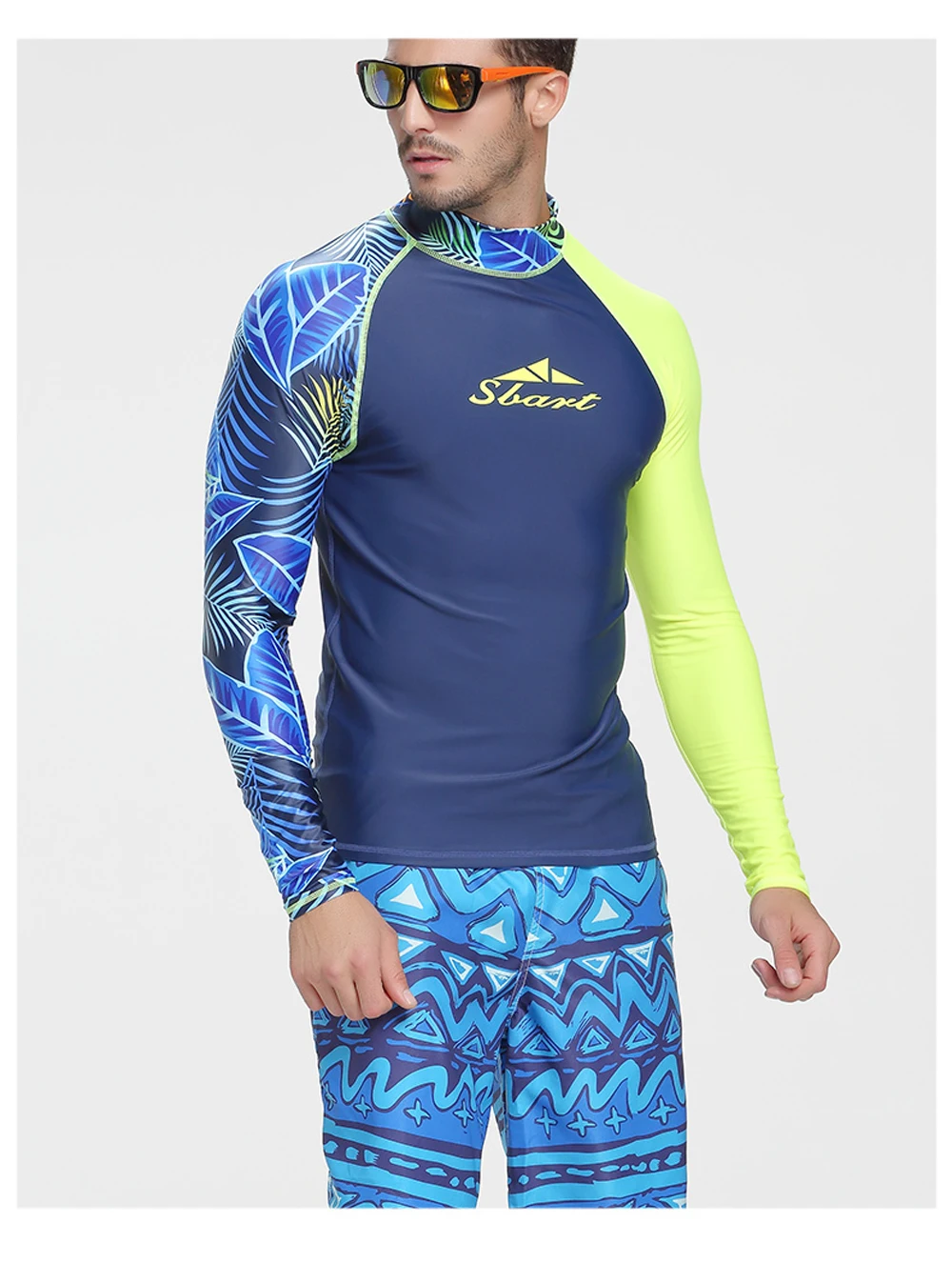 Homens de Manga Comprida Swimwear Wakeboard Floatsuit Topos de Natação UV RashGuard